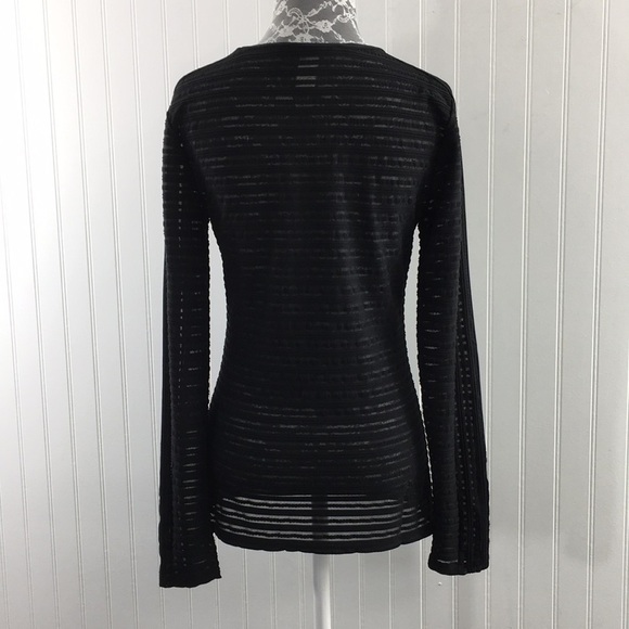 BCBG MaxAzria Black Jacquard Knit Pullover Blouse Womens Small Long Sleeve - Picture 3 of 11